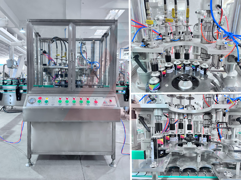 QGJ70 自動潤滑エアゾール充填ライン - 高精度 ±1% 毎分 60 ～ 70 缶